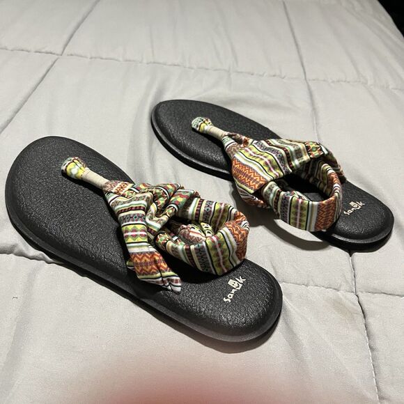Sanuk Yoga Sling 2 Tribal Strap Knit Yoga Mat Flip Flop Sandals Women's Size 10 - Picture 6 of 10